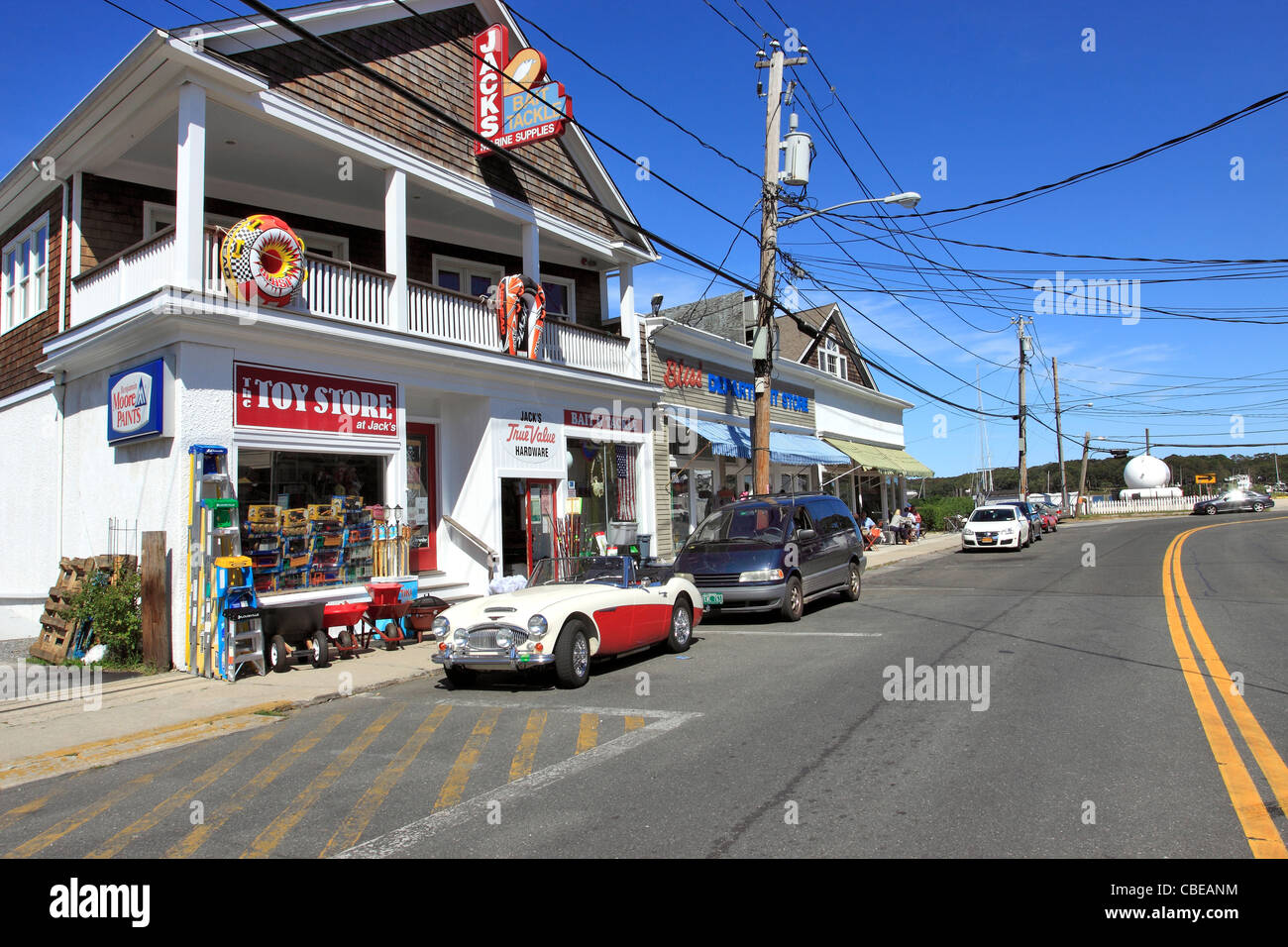 La route 114 Shelter Island Heights Long Island NY Banque D'Images