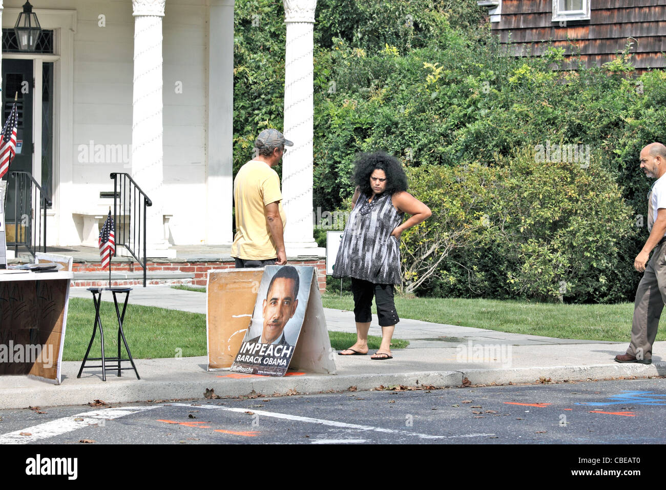 La protestation politique Setauket Long Island NY Banque D'Images