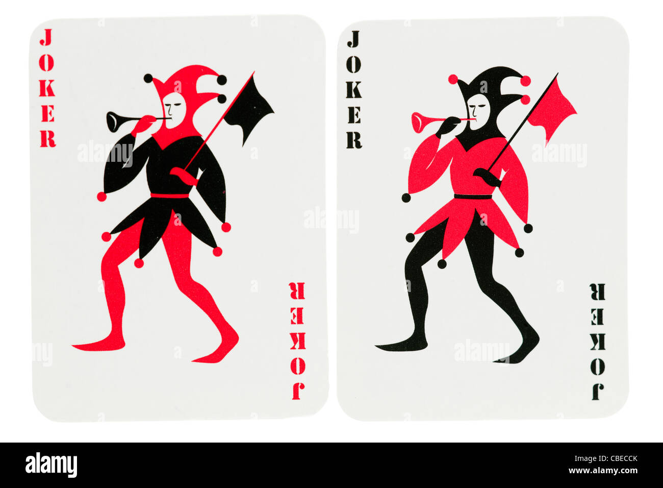 Deux Jokers d'un jeu de cartes à jouer Banque D'Images