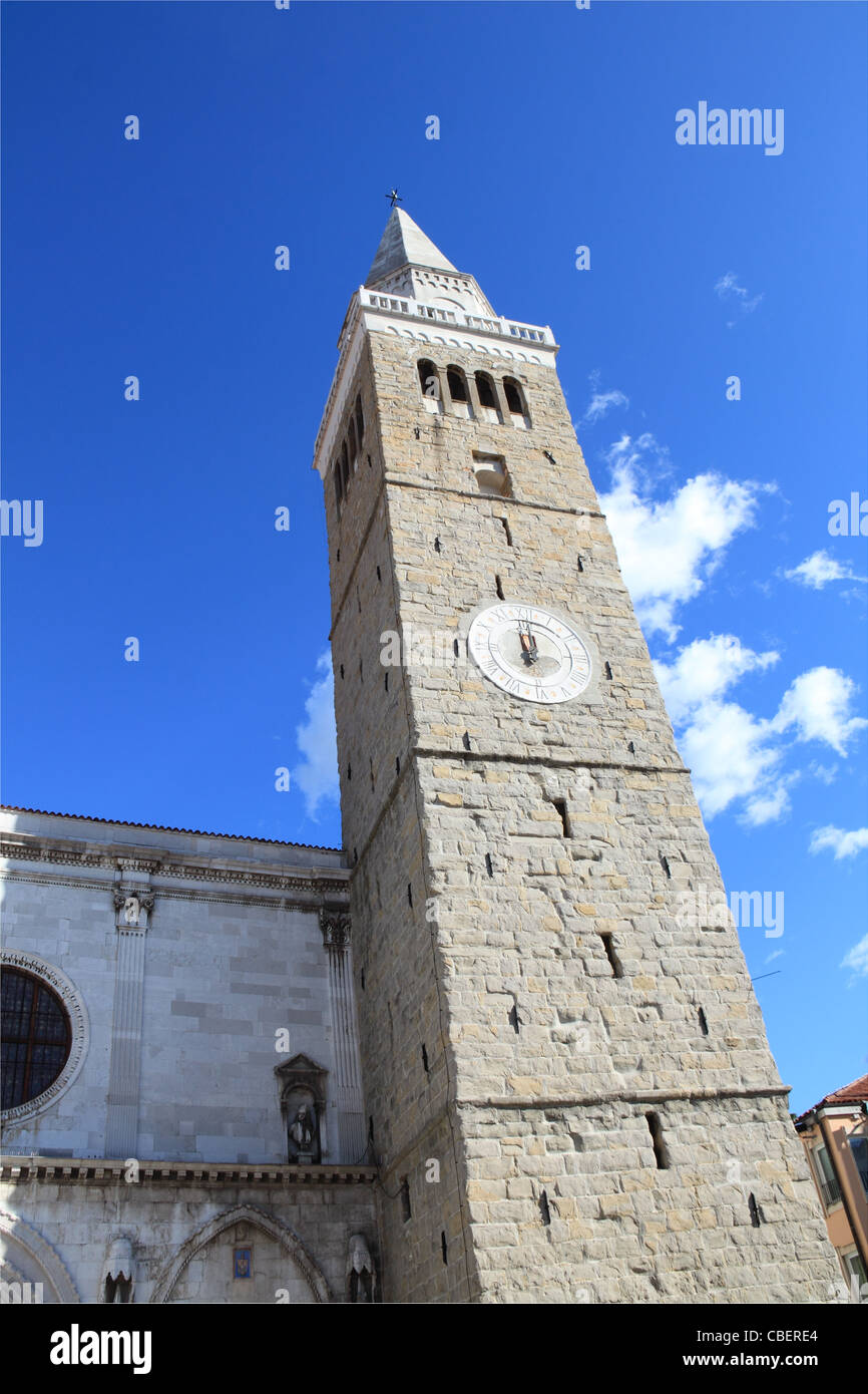 Bell Tower, Tito, carrés, Koper Capodistria, Primorska, la Slovénie, l'Istrie, Balkans, Mer Adriatique, de l'Europe Banque D'Images