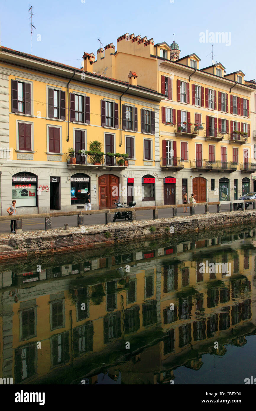 L'Italie, Lombardie, Milan, Navigli, le quartier du canal, Banque D'Images