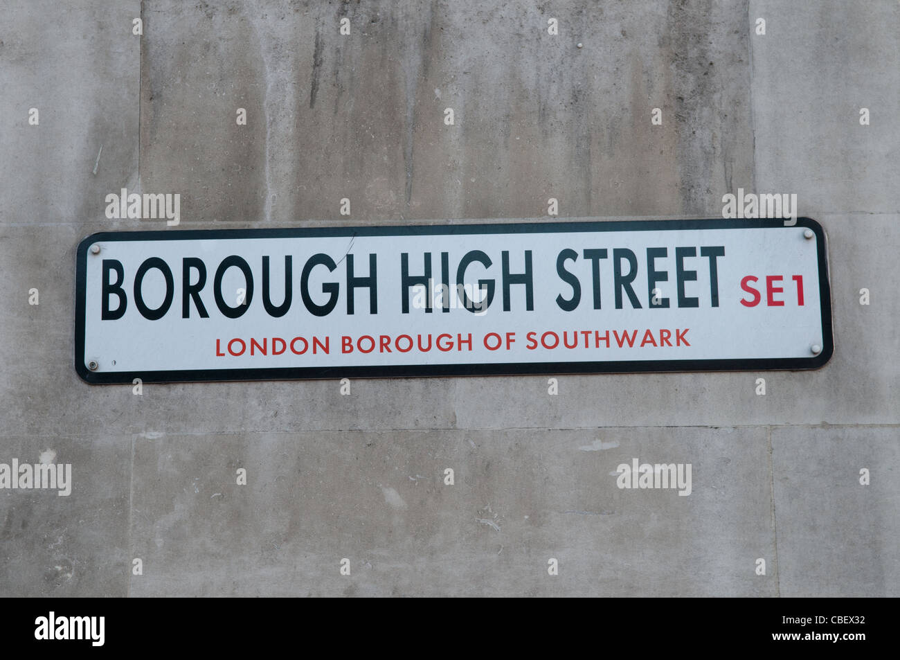 Borough High Street Sign, Londres, Angleterre, Royaume-Uni Banque D'Images