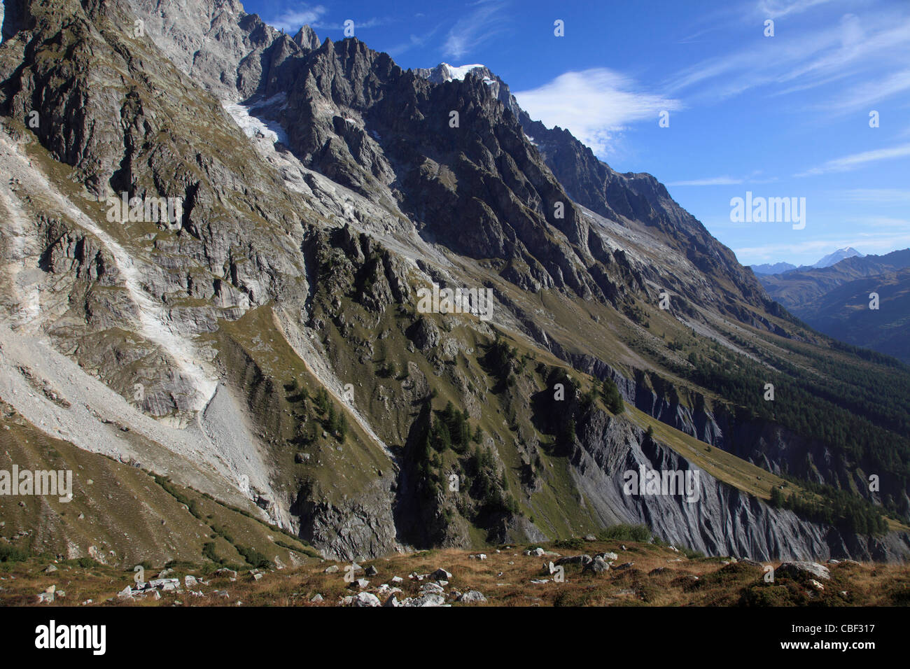 L'Italie, les Alpes, vallée d'Aoste, Val Ferret, Les Grandes Jorasses, Banque D'Images