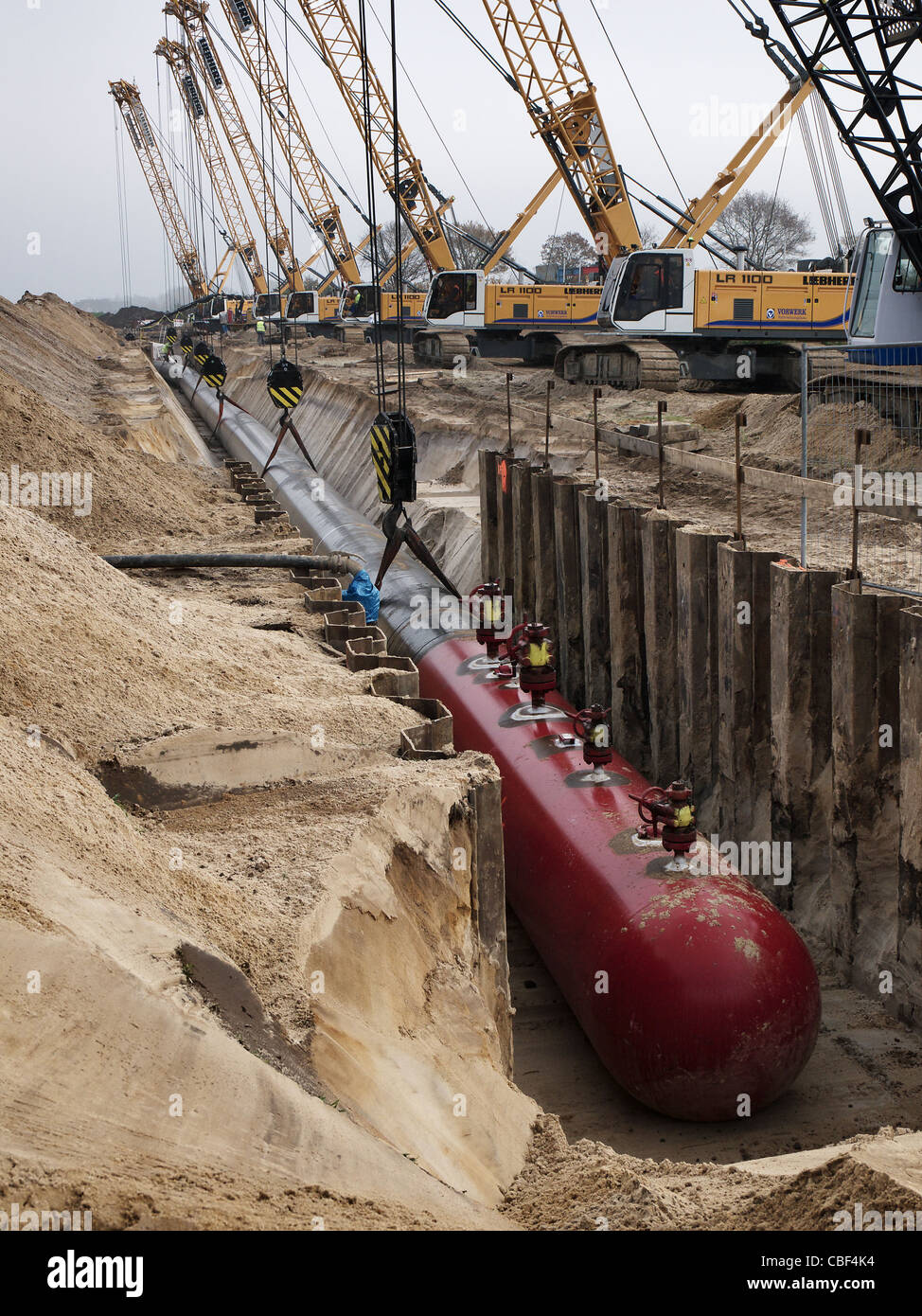 La construction d'un gazoduc reliant avec le gazoduc Nord Stream entre la Russie et l'Europe de l'Ouest. Banque D'Images