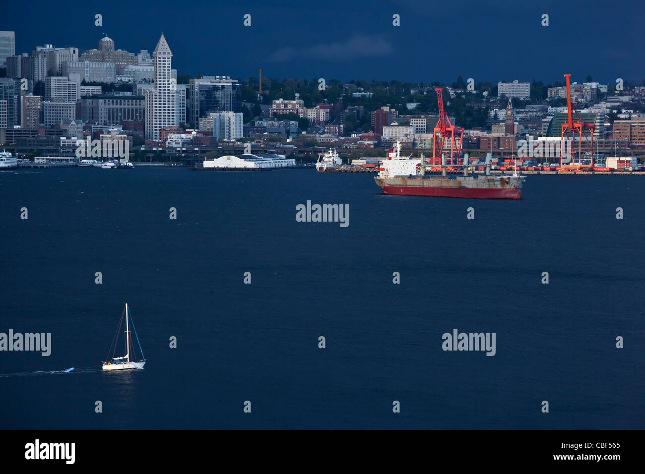 Tempête sur la baie Elliott, Seattle, Washington, USA Banque D'Images