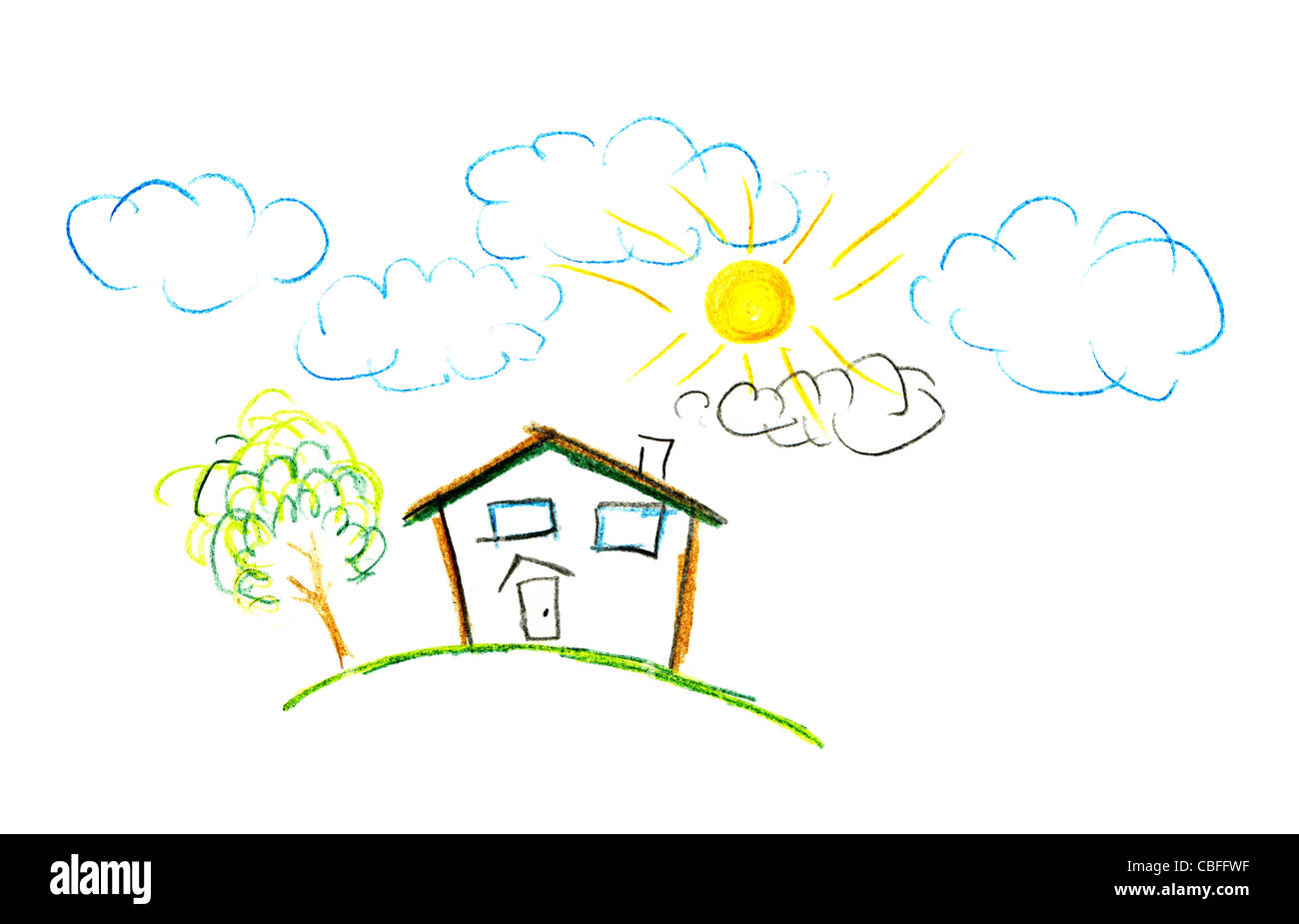 Dessin d'enfant de leur chambre. Le style de dessin crayon simple Photo  Stock - Alamy