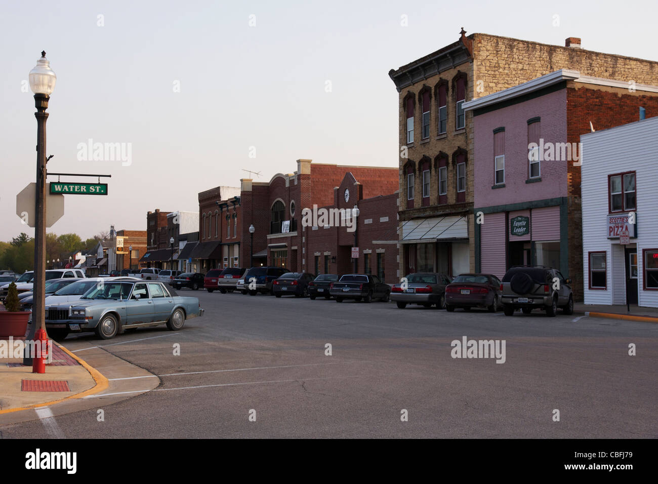 Le centre-ville de Fayette, Iowa. Washington et des Rues principales Banque D'Images