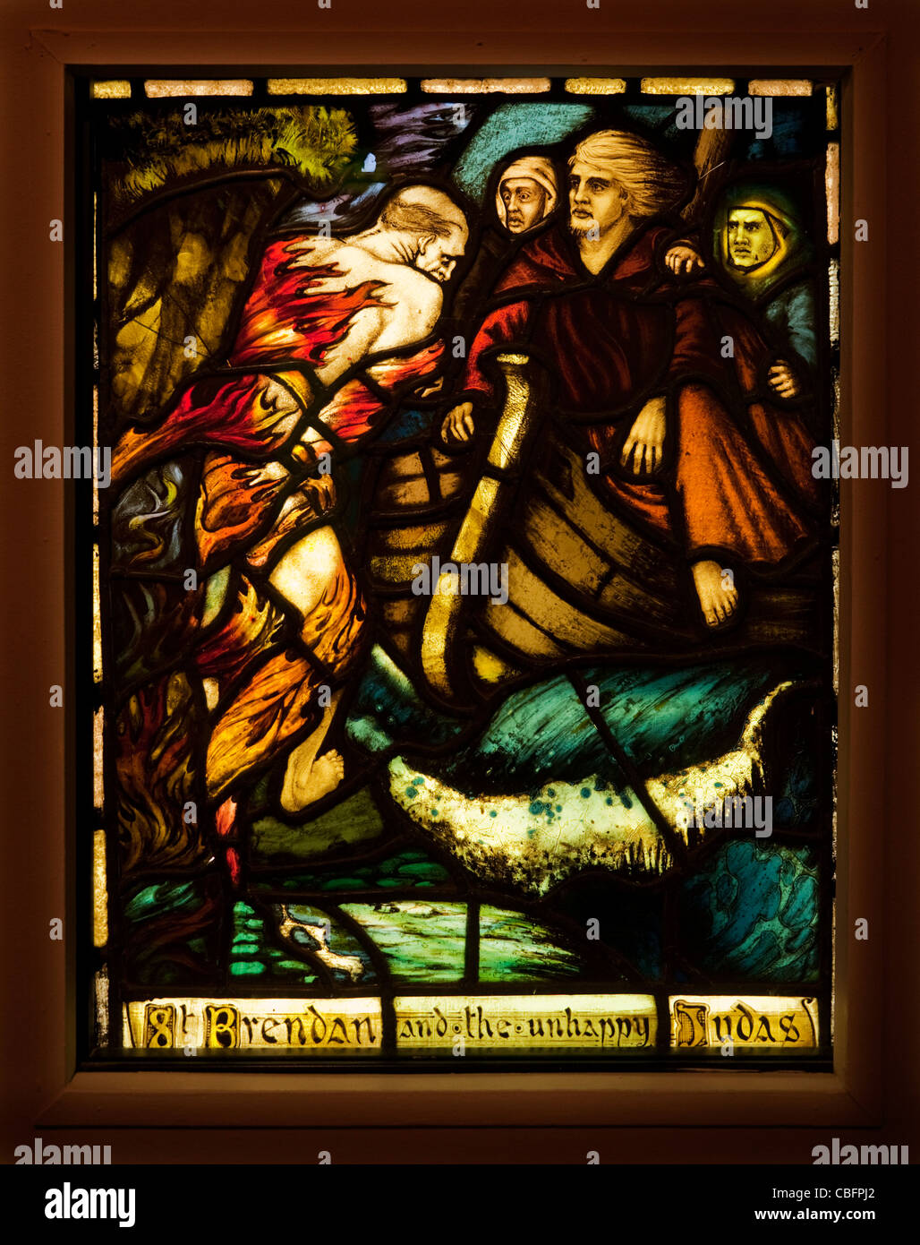 St Brendan et Judas, un Harry Clarke vitraux, l'Crawford Municipal Art Gallery, la ville de Cork, Irlande Banque D'Images