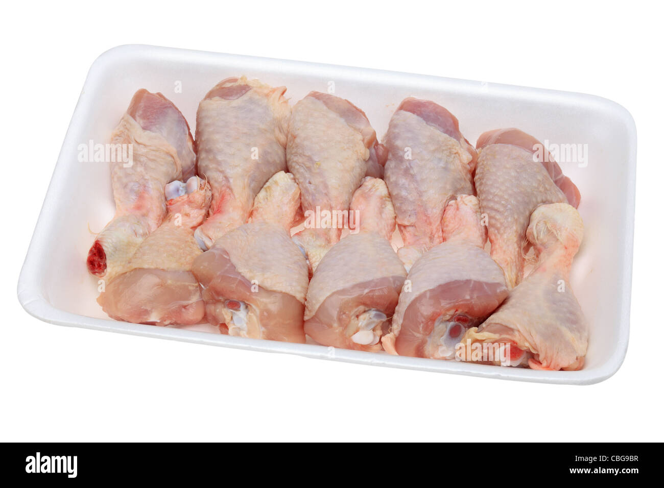 Image D Un Bac En Polystyrene Avec Des Pilons De Poulet Cru Isole