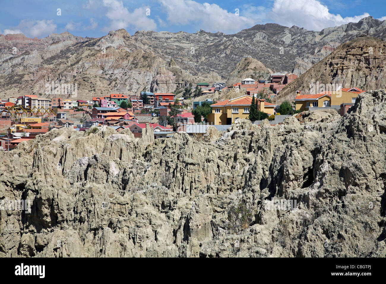 Maisons dans la vallée de la lune / valle de la luna près de la Paz, Bolivie Banque D'Images