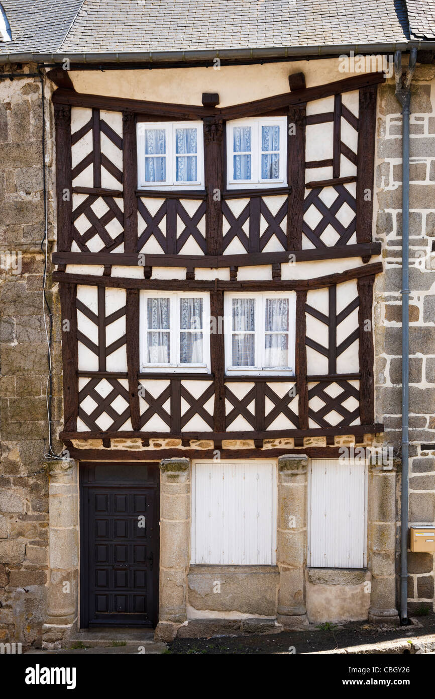 Maison de village en ancien français, Moncontour, Cotes d'Armor, Bretagne, France Banque D'Images