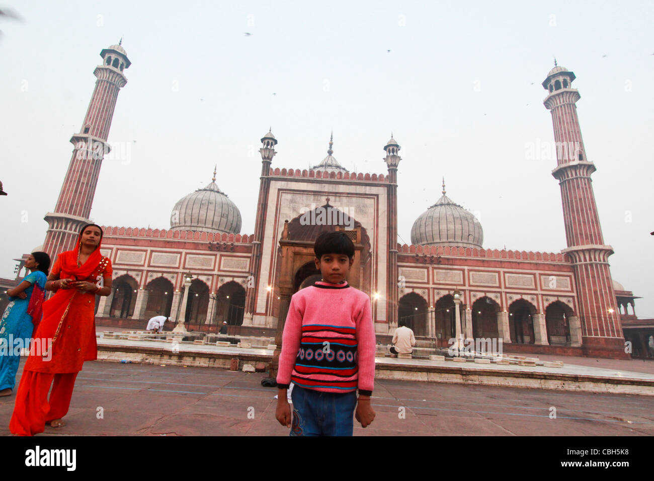 Matin à Jama Masjid, hiver Banque D'Images