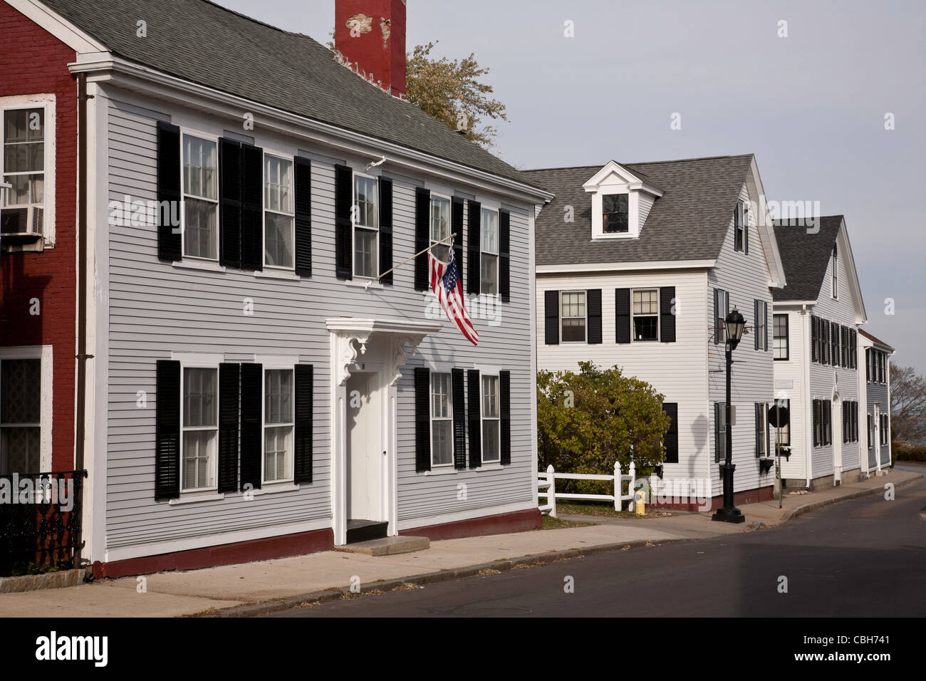 Maisons en bois blanc, Plymouth, MA Banque D'Images