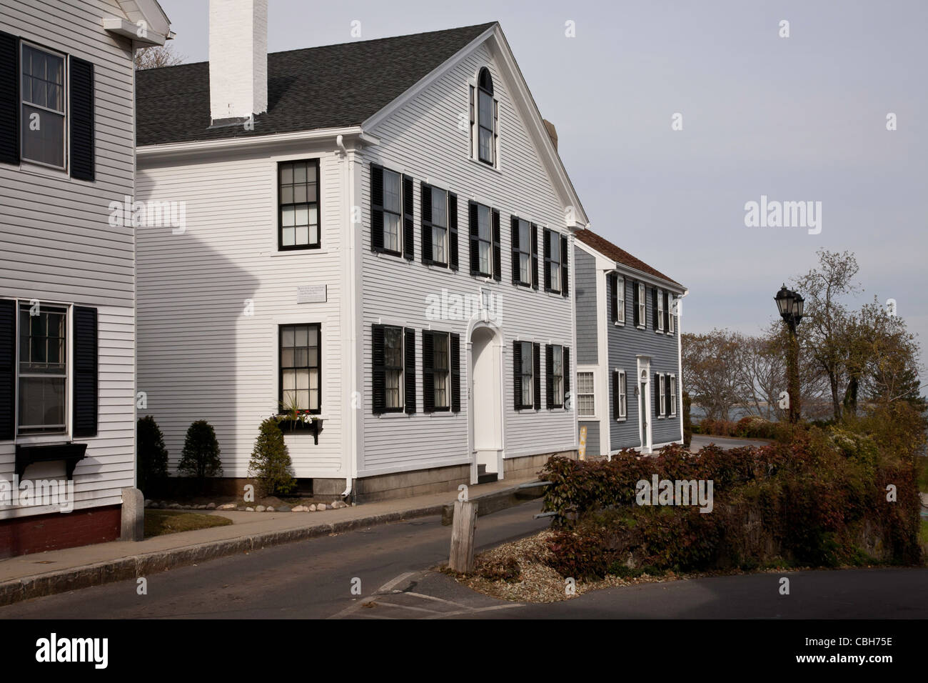 Maisons en bois blanc, Plymouth, MA Banque D'Images