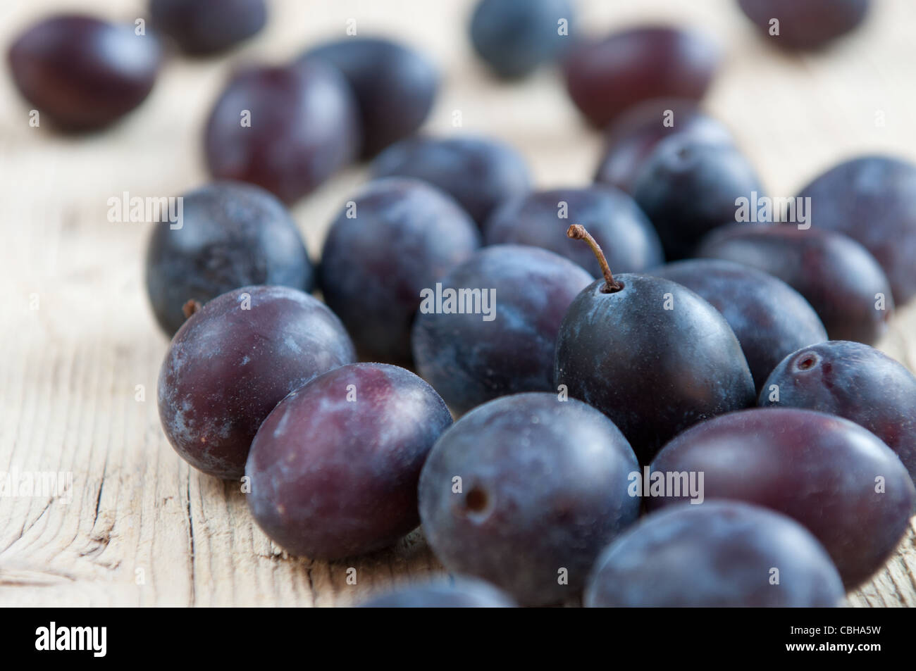 Groupe de matières premières fraîches prunes violettes Banque D'Images