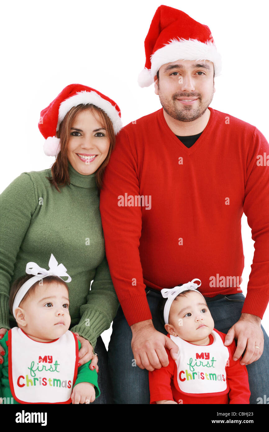 Les costumes de Noël en famille heureuse Banque D'Images
