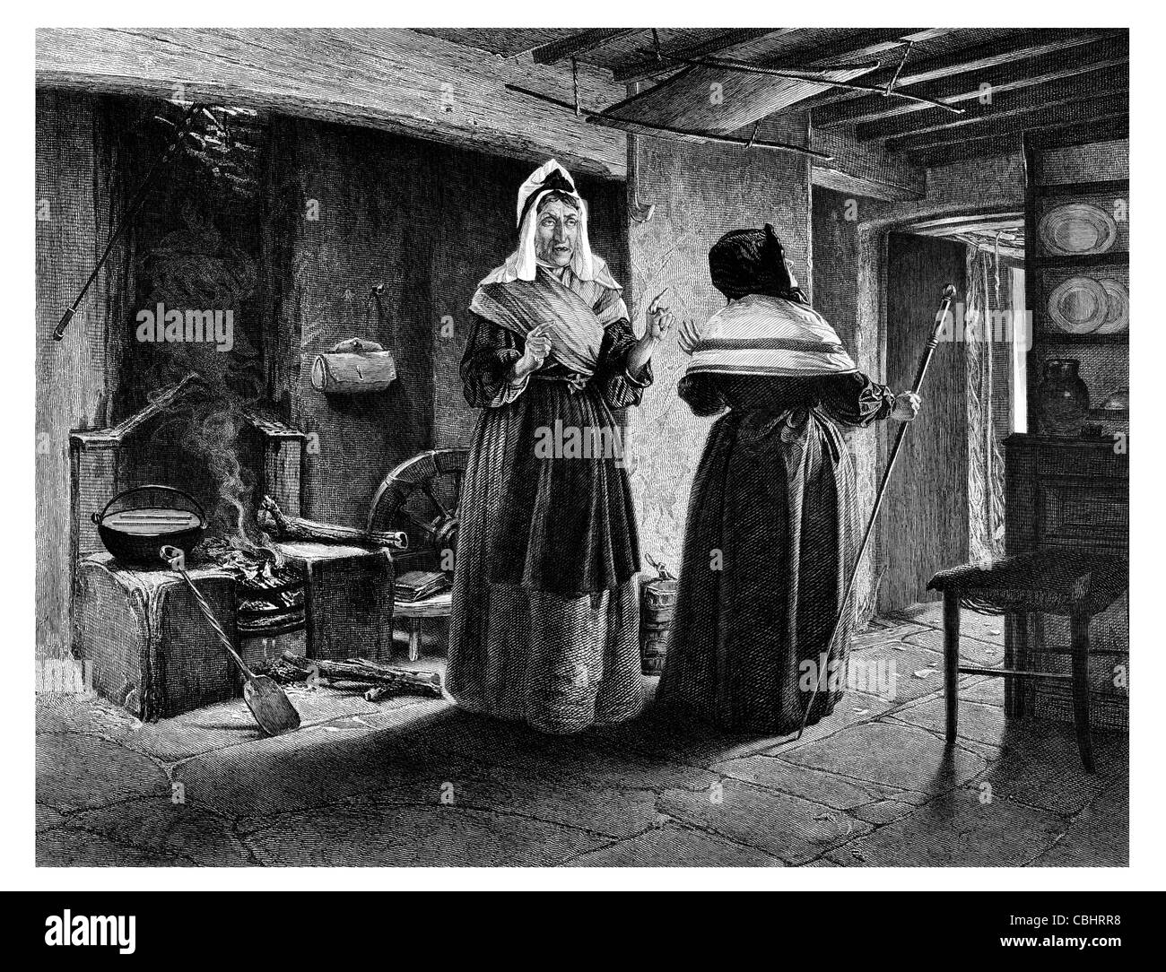 La mortalité Vieille Dame Margaret Bellenden en tête Mause Rigg's Cottage cuisinière pot costume Banque D'Images