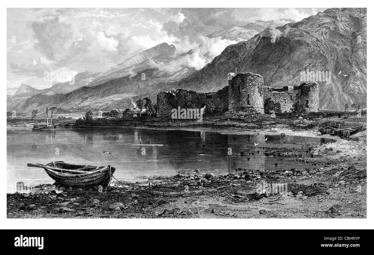 Légende de Montrose Mountain Inn Fort William en Écosse ruines ruine ruine Orchy River Highlands donjon aviron Banque D'Images