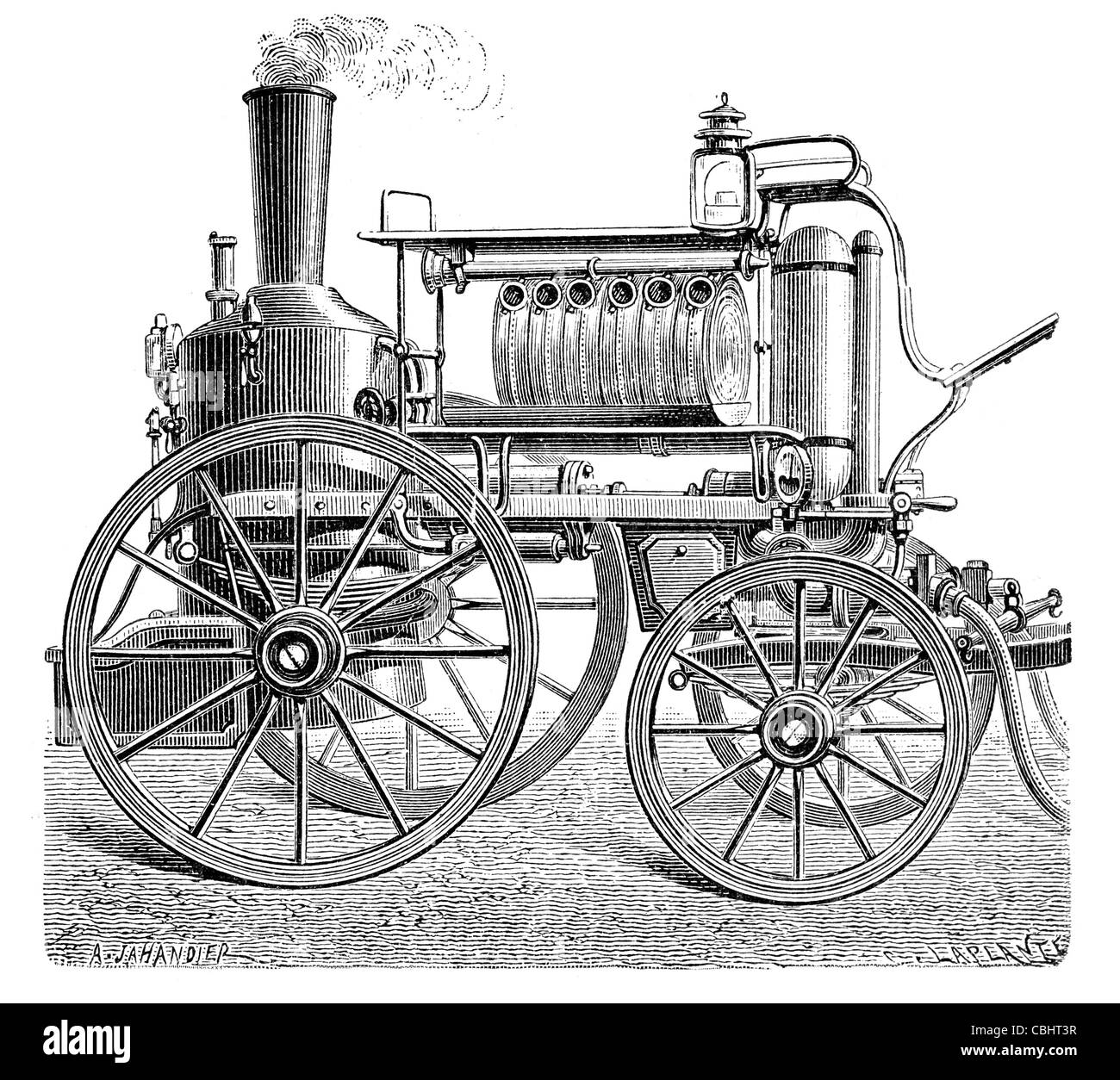 La vapeur de la pompe incendie M. Meryweather fire engine service brigade des pompiers Pompier flexible de sauvetage Banque D'Images