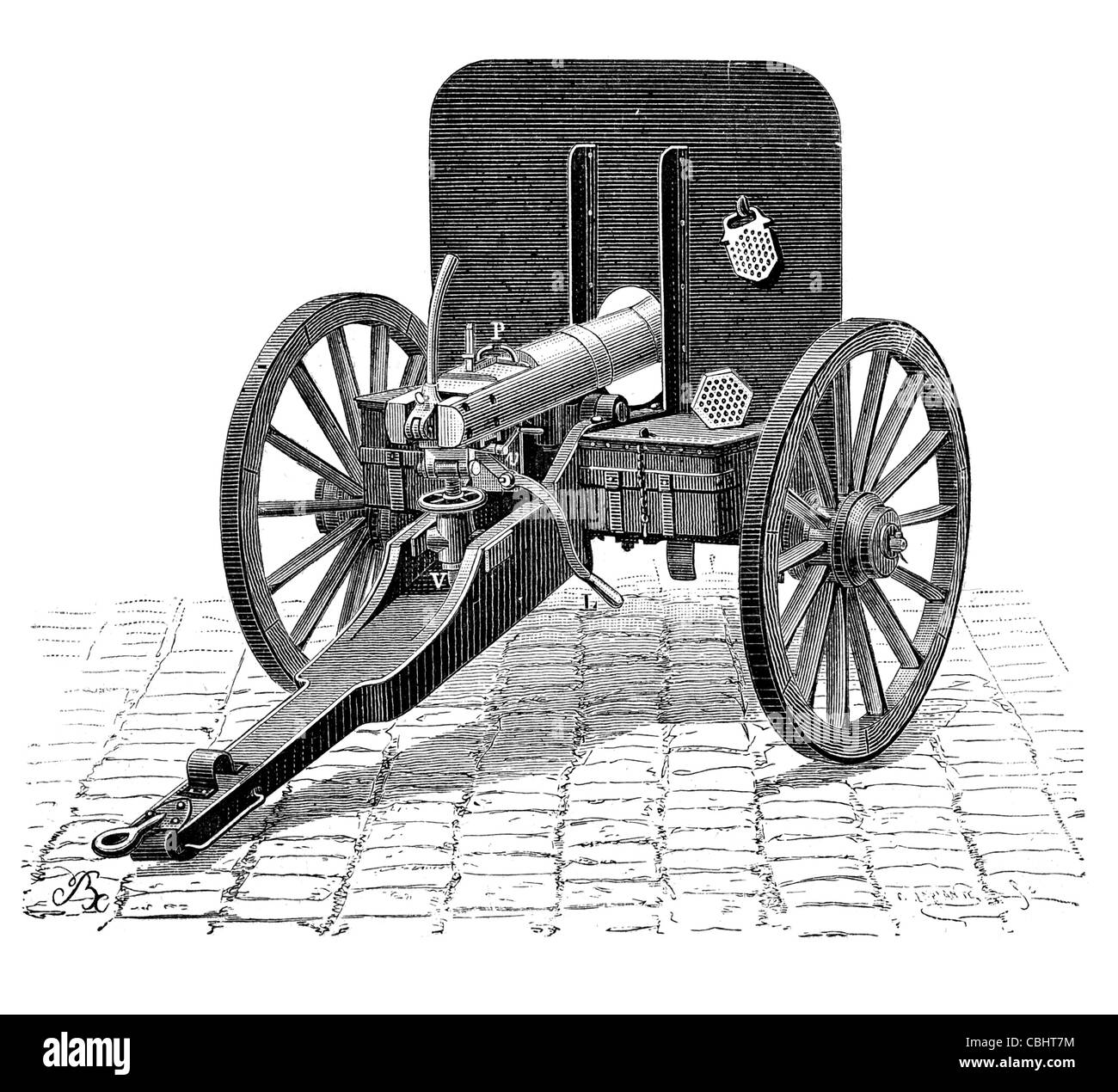 Arme de tir rapide mitrailleuse calibre carabine arme automatique calibre volley canon canon Gatling armée française Banque D'Images
