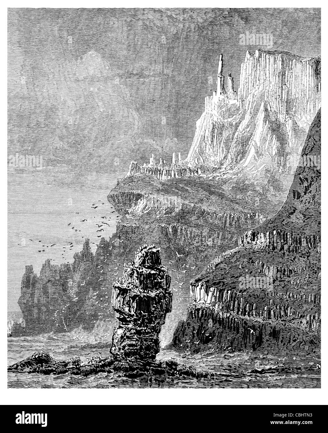 Le Chimney Tops Giant's Causeway côte d'Antrim volcaniques anciens irlandais Irlande colonnes de basalte de l'UNESCO Site du patrimoine mondial Banque D'Images