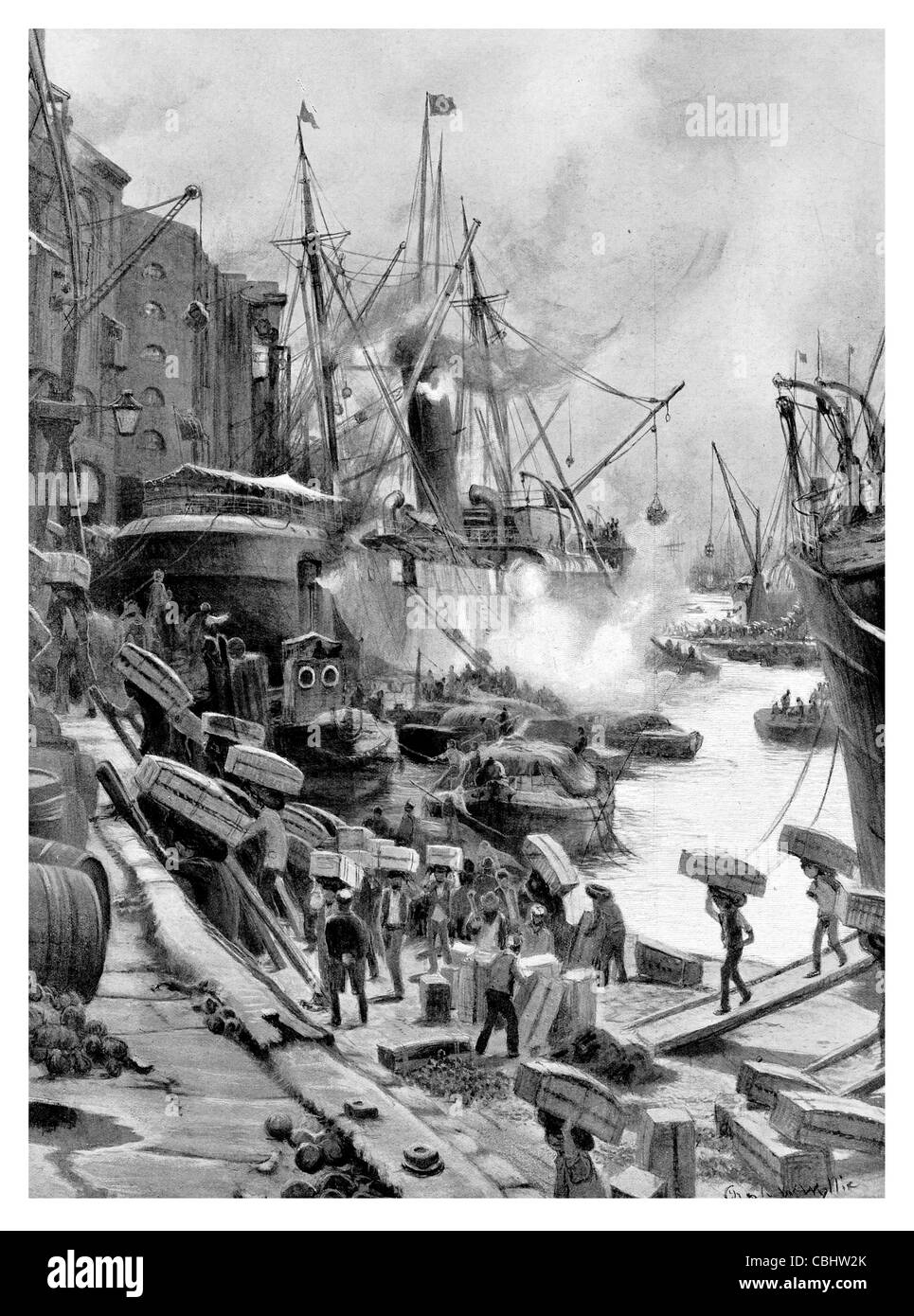 Port de Londres au quai de déchargement des oranges fraîches Tamise Angleterre matériel en vrac d'un navire de commerce Banque D'Images