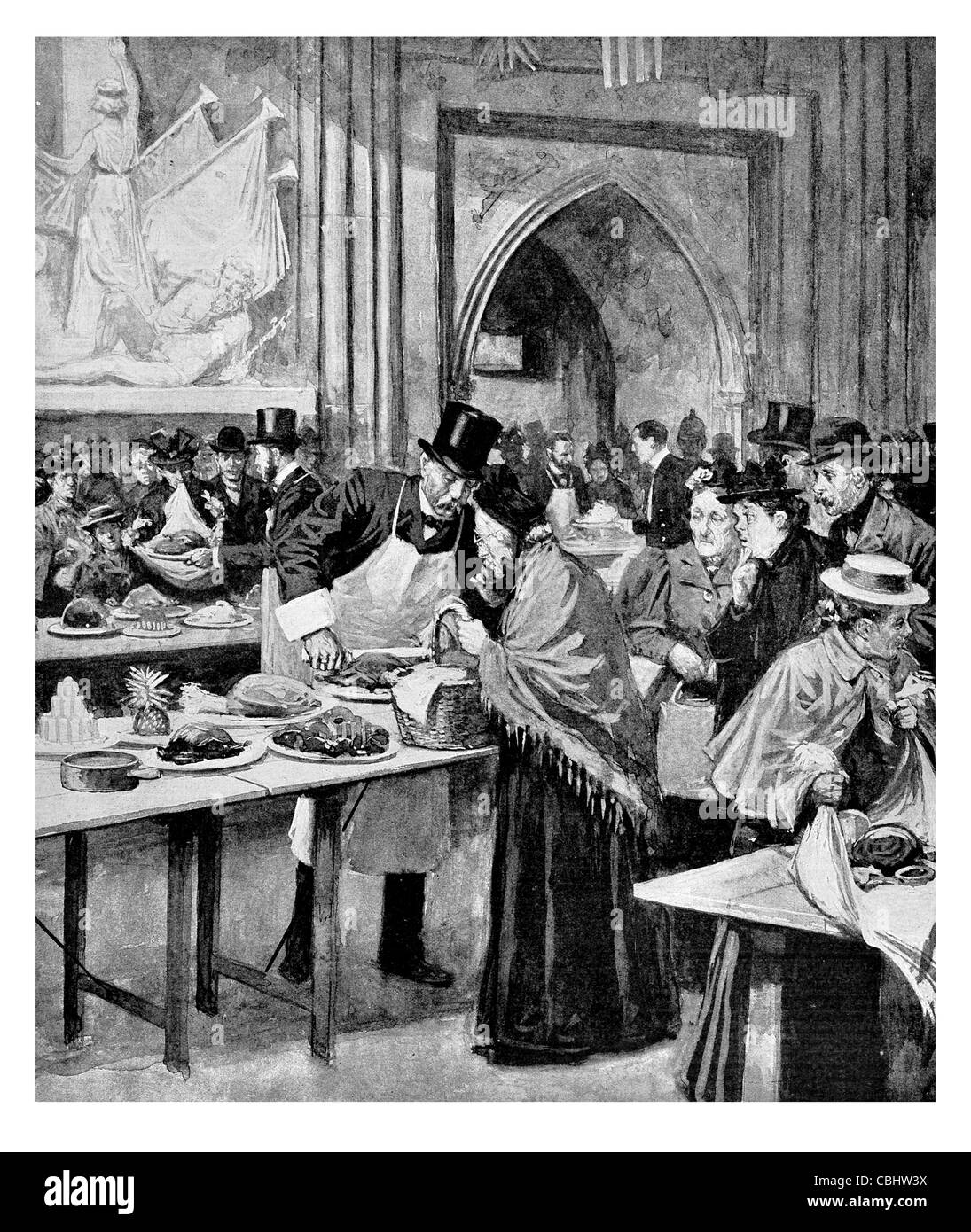 Miettes Seigneur Mayer Tableau London Angleterre Anglais cérémonie festival table à manger le pain gâteau de fête gâteaux de fête le dîner Banque D'Images