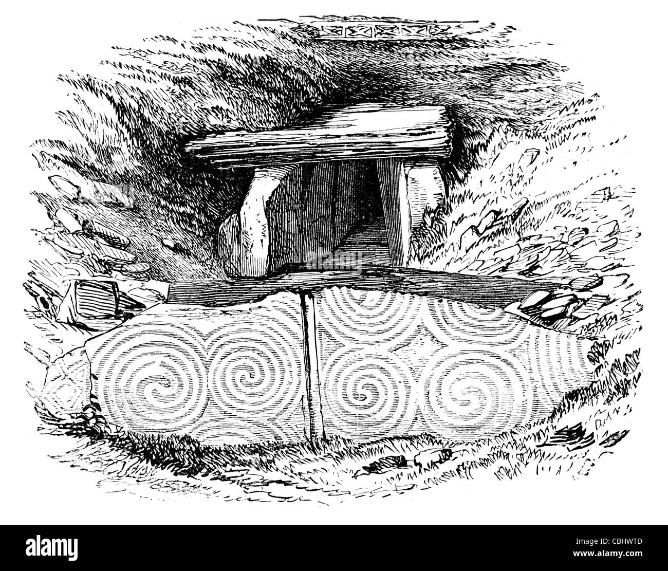 Newgrange comté de Meath Irlande monument préhistorique néolithique solstice d'hiver, site classé au Patrimoine Mondial de folklore Banque D'Images