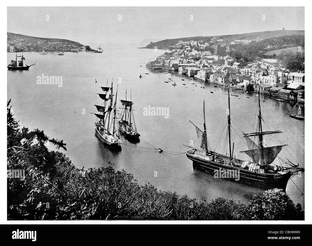 Ville de Fowey Cornwall River port cargo voilier bateau marchand Navire amarré quai Amarrage quai mât histoire de l'industrie de l'argile Banque D'Images