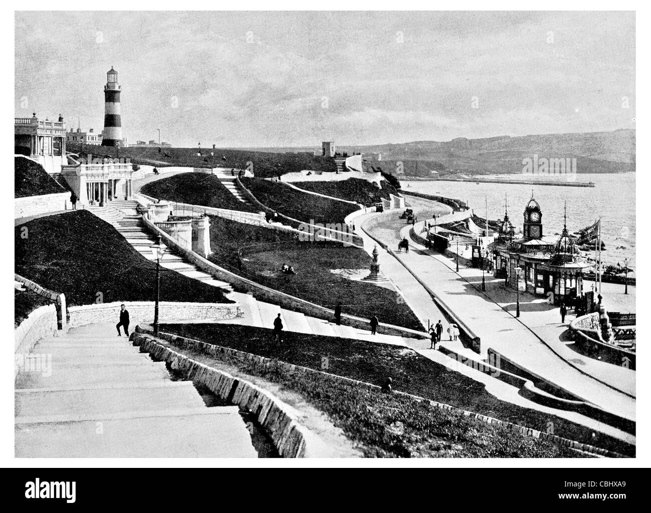 Plymouth Hoe espace public English city Sound Smeaton's Tower Pool Tinside promenade esplanade Banque D'Images