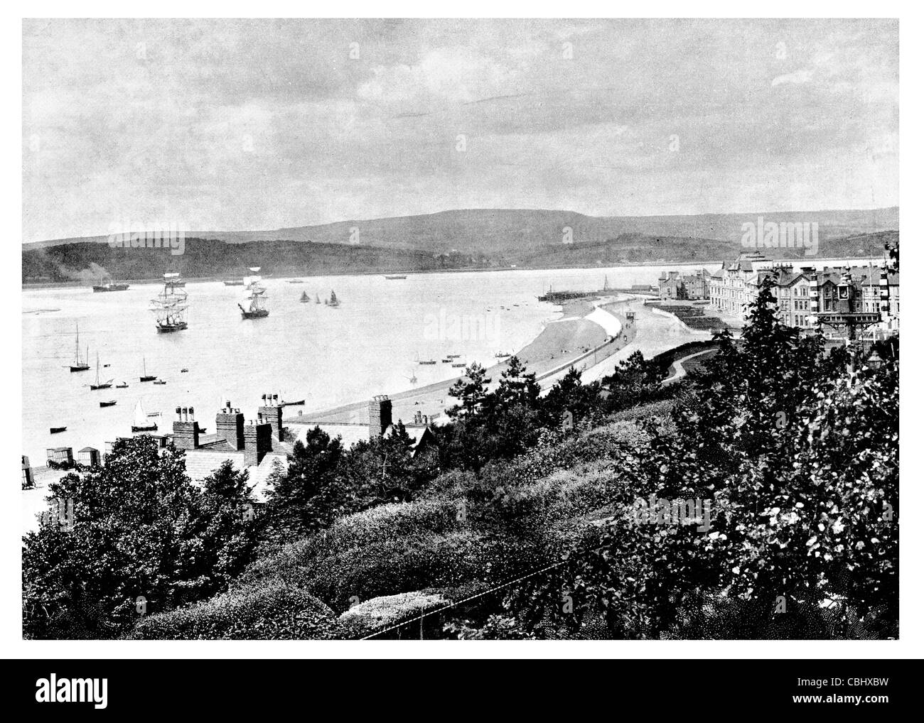 Station balnéaire de la ville portuaire d'Exmouth Devon, Angleterre de l'Est River Exe voile navire cuirassé navire marchand de la marine de l'estuaire du port Banque D'Images