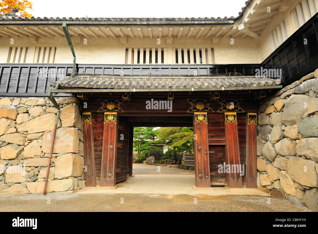 Kuro-mon, Château de Matsumoto, Matsumoto City, Nagano Prefecture, Japan Banque D'Images