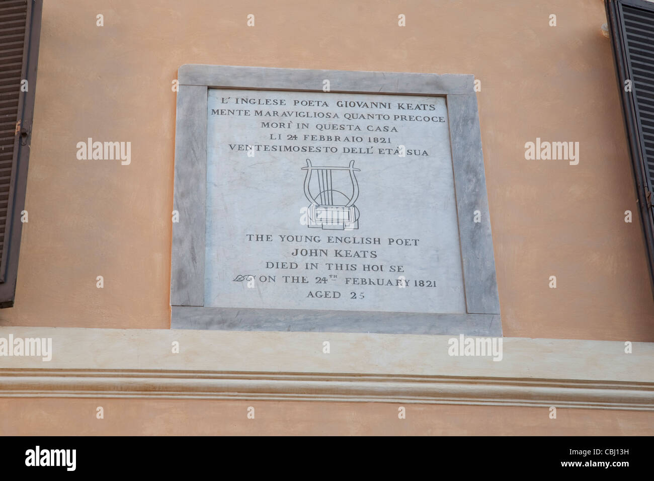 John Keats Keats Memorial à la Chambre, Shelly, Rome, Italie Banque D'Images