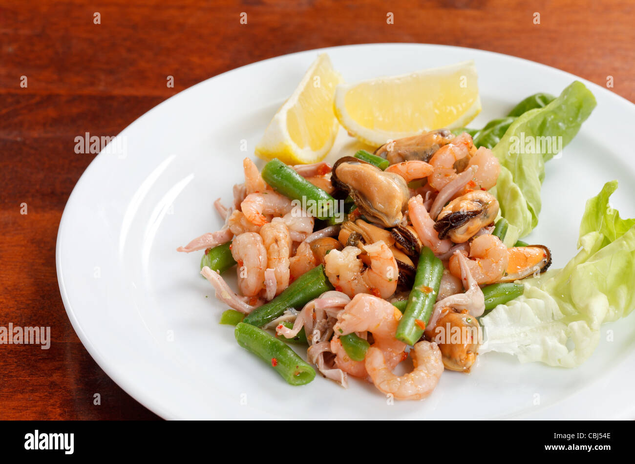 Avec salade de crevettes Banque D'Images