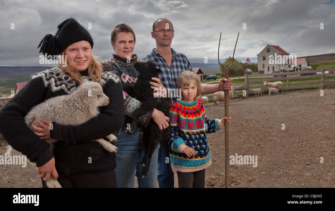 La ferme familiale sur la ferme, dans l'ouest de l'Islande Gilsbakki Banque D'Images