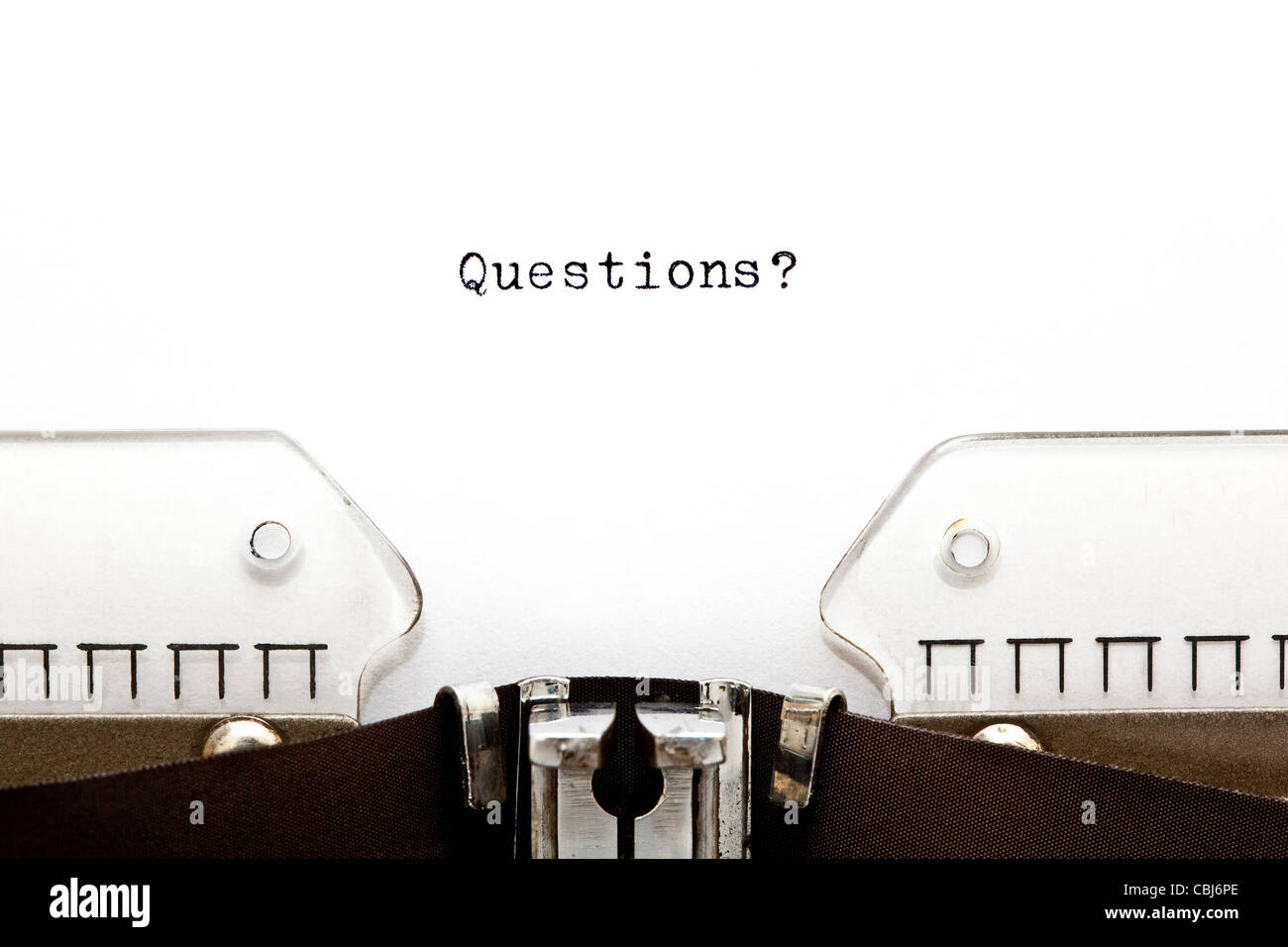 Questions ? Imprimé sur une vieille machine à écrire Banque D'Images