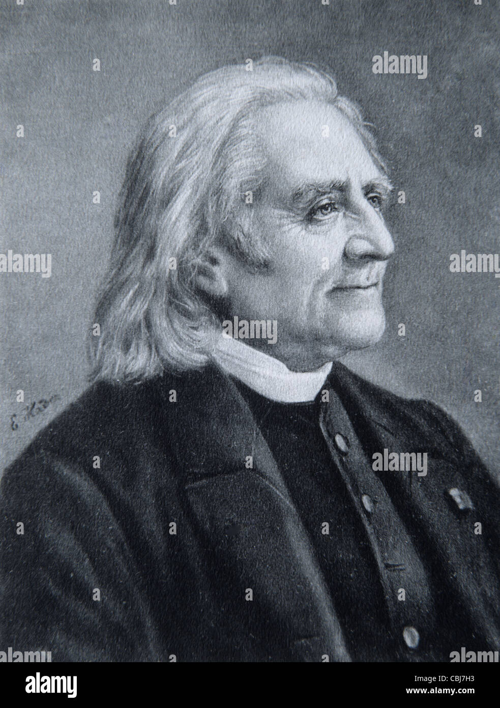Portrait de Franz Liszt (1811-86), pianiste et compositeur né en Hongrie. Illustration ancienne ou gravure Banque D'Images