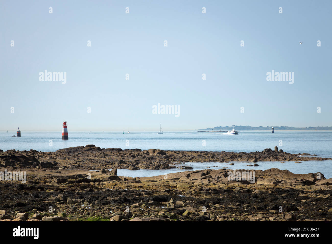 Et les phares de la côte au Port Louis, Morbihan, Bretagne, France Banque D'Images