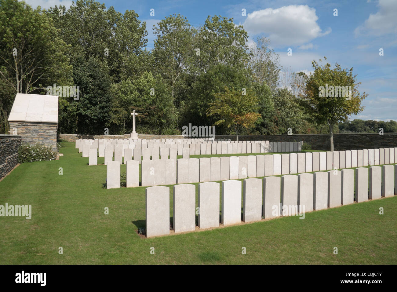 Vue générale de la carrière - CSGC Wood Cemetery, Montauban, Somme, France. Banque D'Images