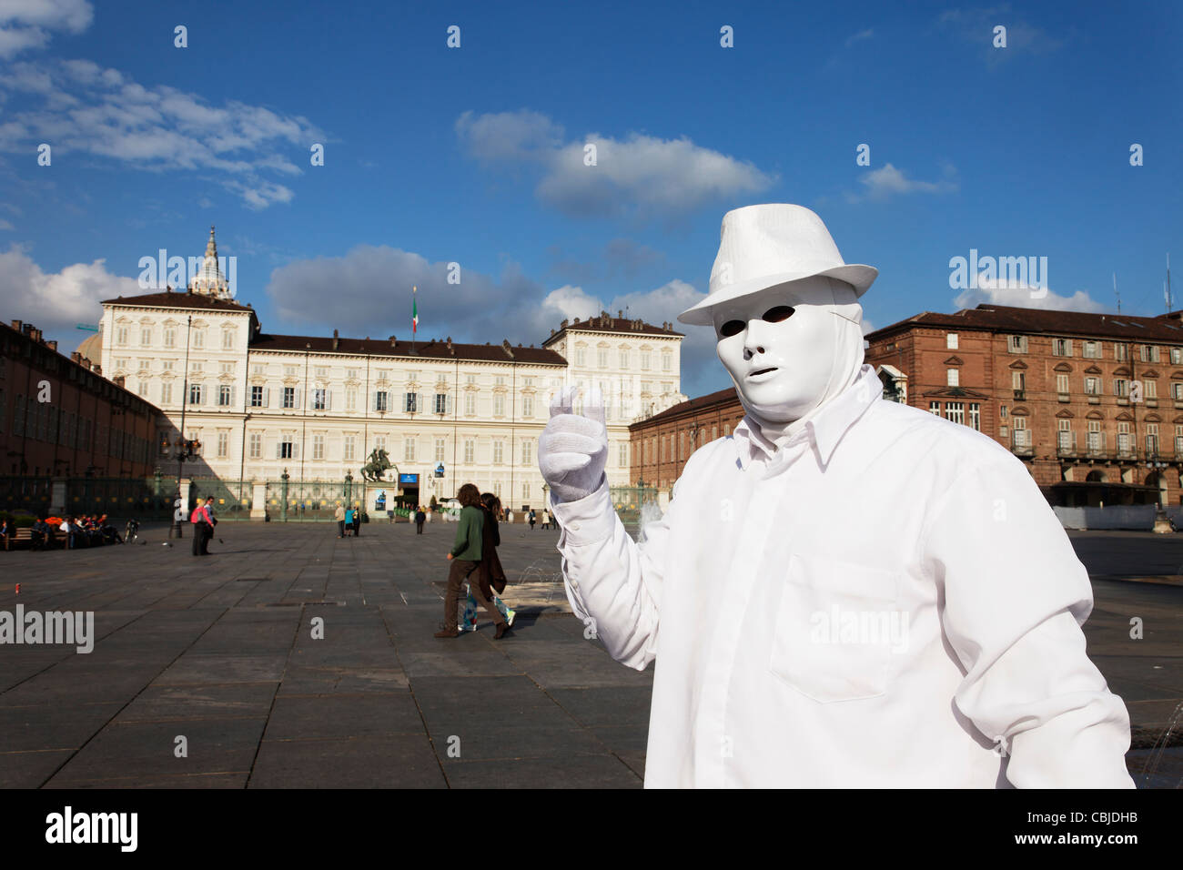 L'artiste, le Palazzo Reale, Piazza Castello, Turin, Piémont, Italie Banque D'Images