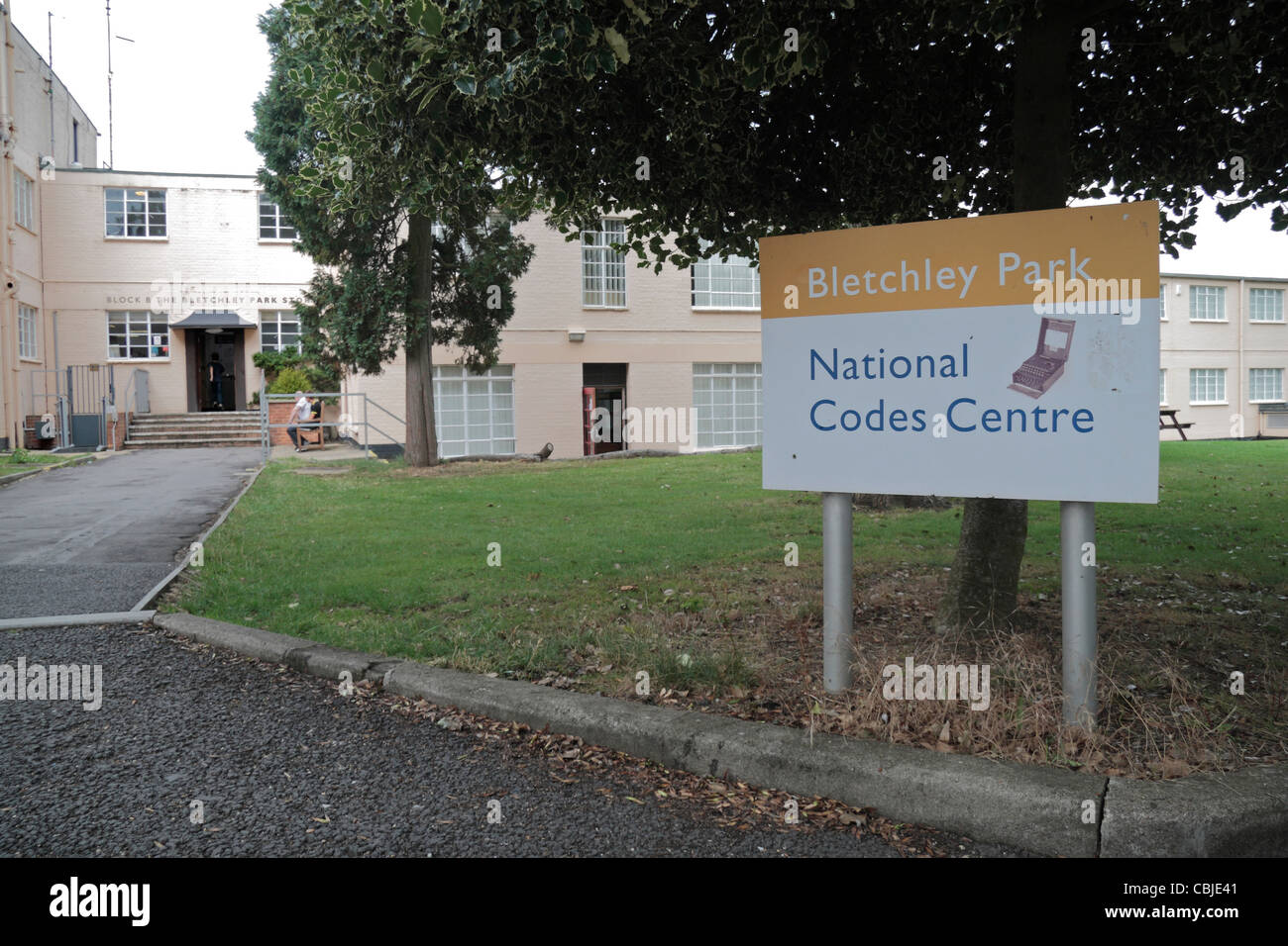 Signe pour les Codes nationaux Centre à Bletchley Park, Bletchley. Le Buckinghamshire, Royaume-Uni. Banque D'Images