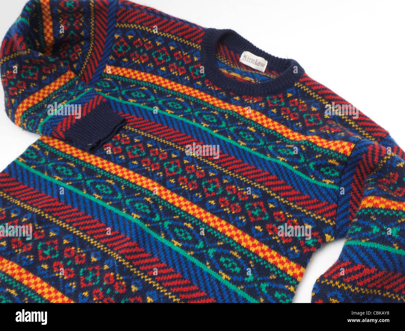 De laine multicolores faites cavalier dans le Fair Isle Ecosse Banque D'Images
