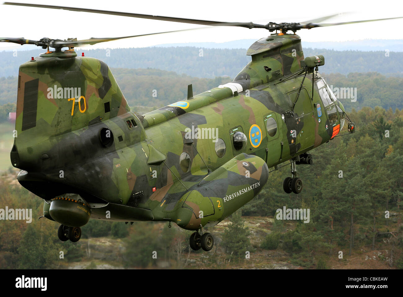 Göteborg, Suède - un Boeing Vertol CH-46 Sea Knight hélicoptère de l'Armée de l'air suédoise. Banque D'Images