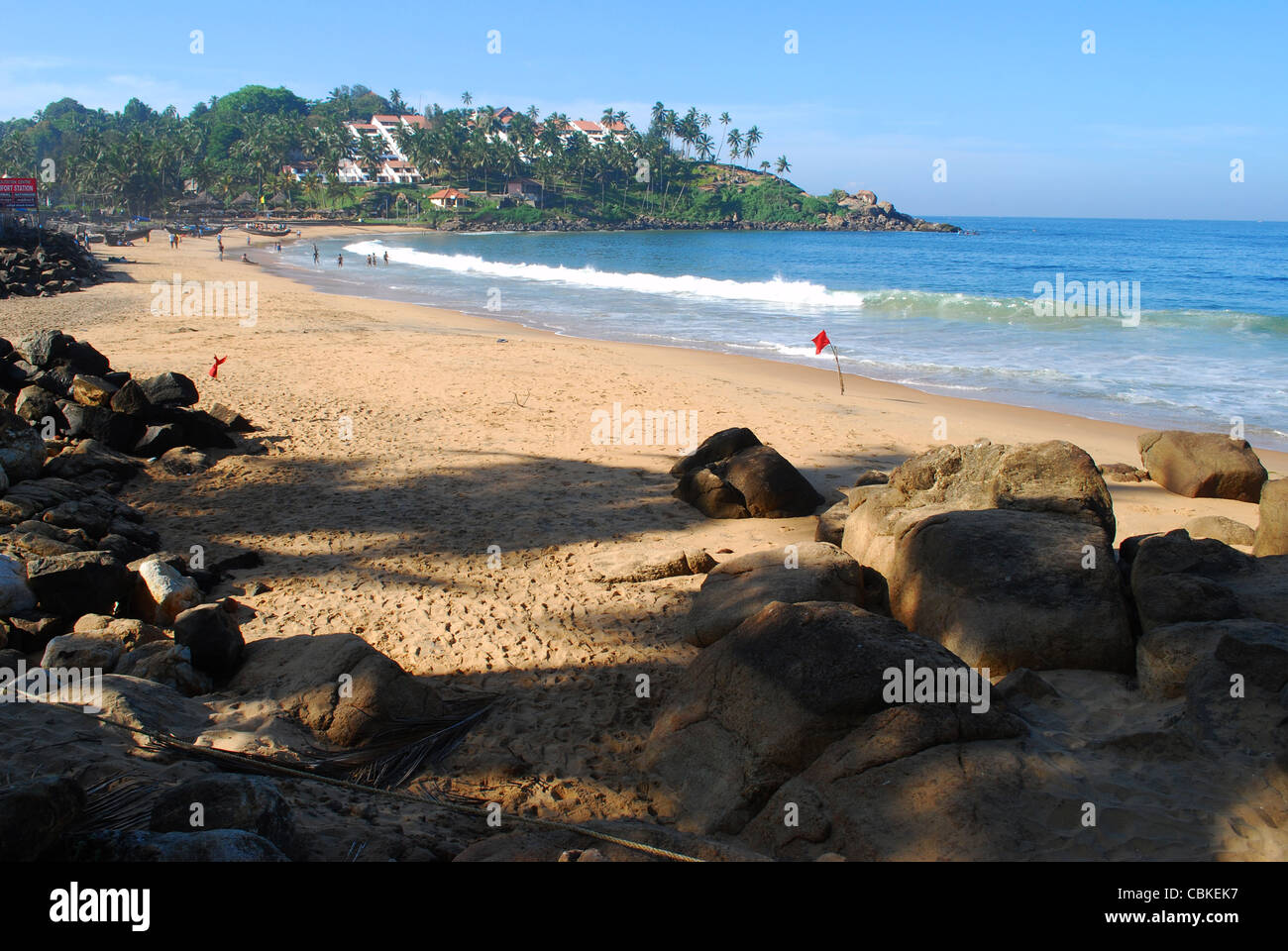 Kovalam beach ; une destination touristique internationale dans le Kerala, Inde. C'est 12km de l'aéroport international de Trivandrum. Banque D'Images