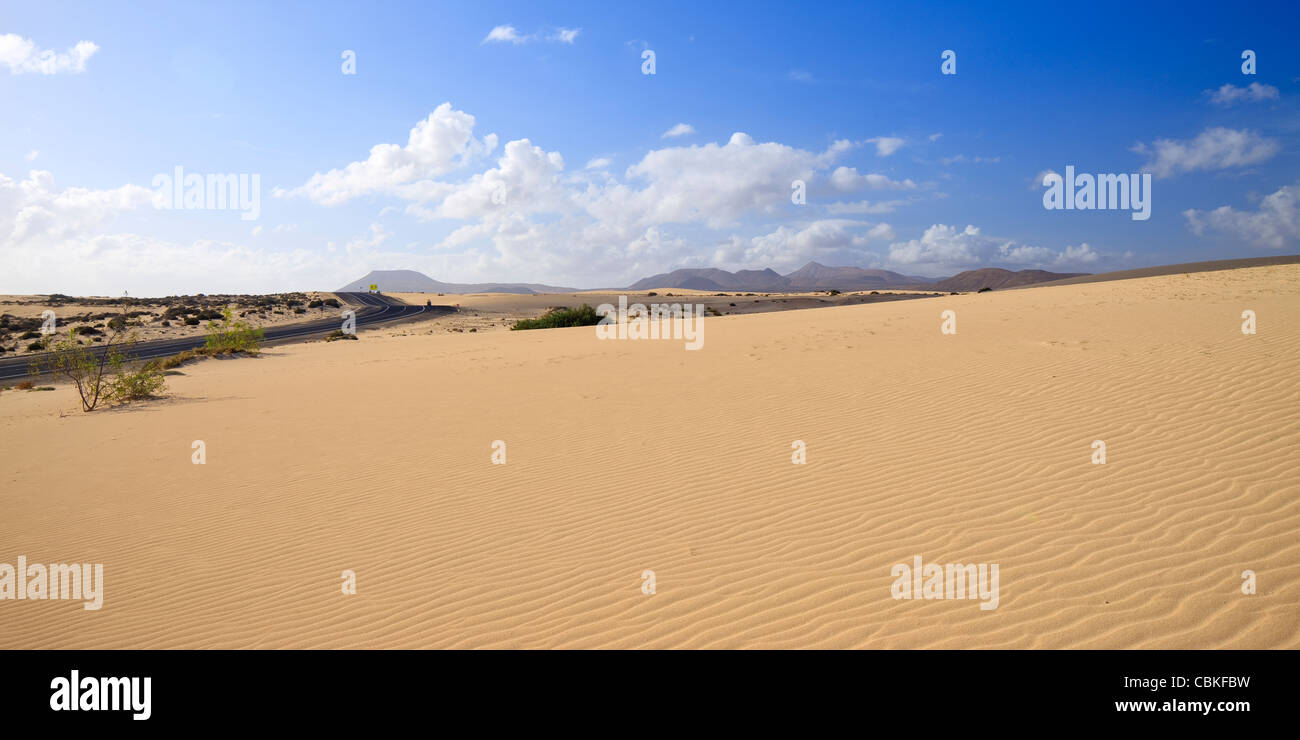 FV-1 Road Grandes Playas Corralejo Fuerteventura Canaries Espagne Banque D'Images