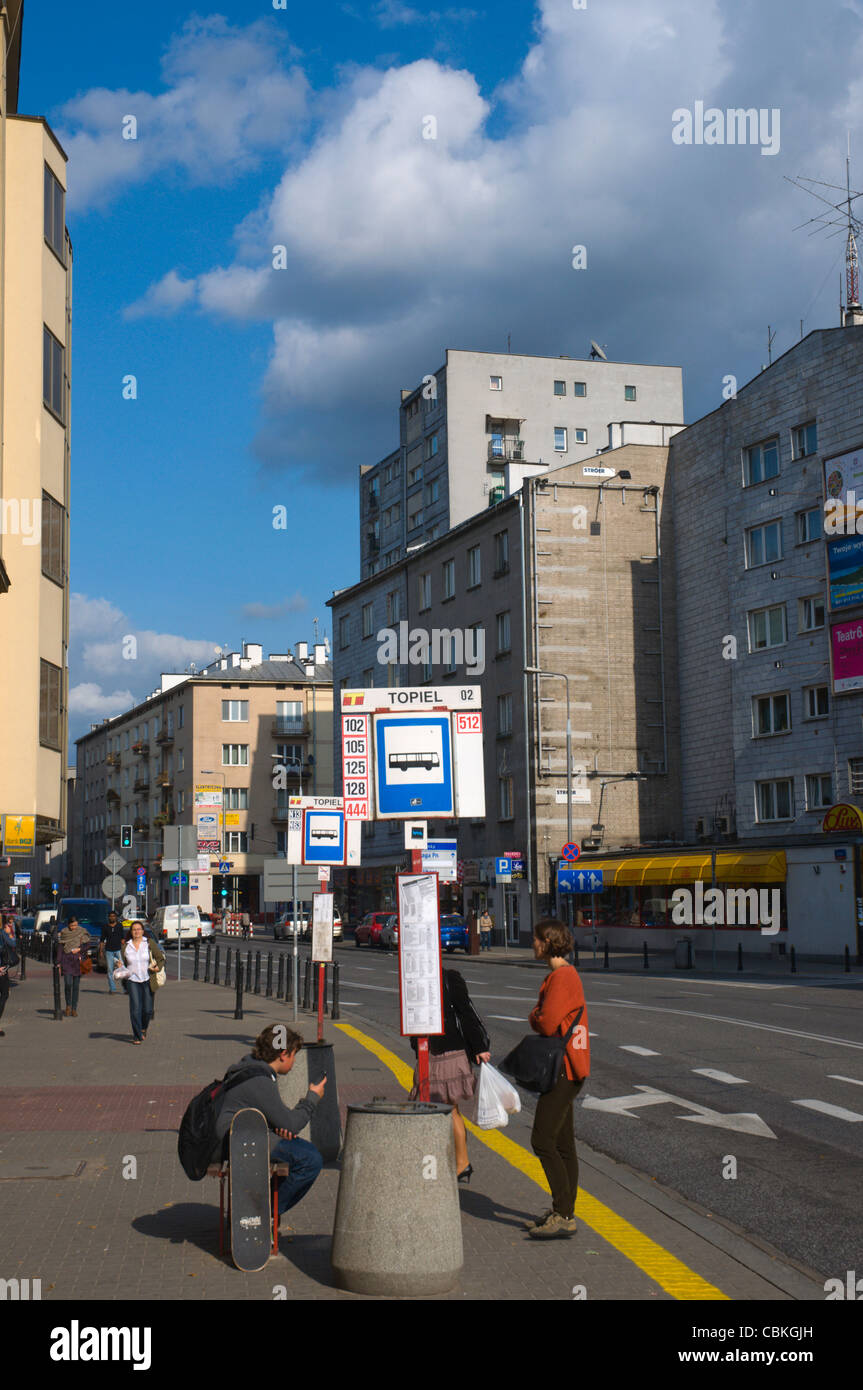 Arrêt de Bus rue Tamka centre de Varsovie Pologne Europe Banque D'Images