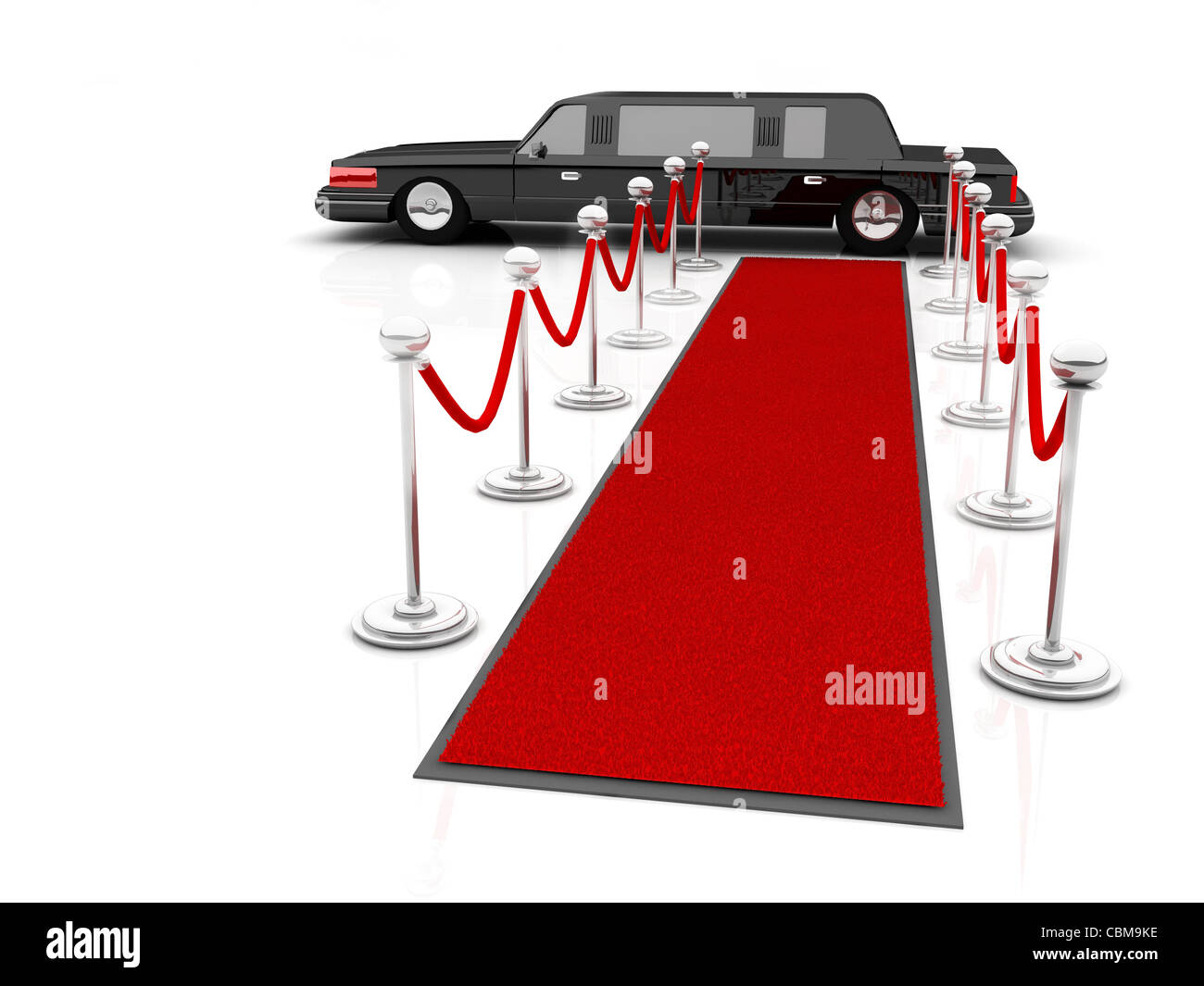 Illustration d'un VIP tapis rouge menant à l'attente limousine. Banque D'Images