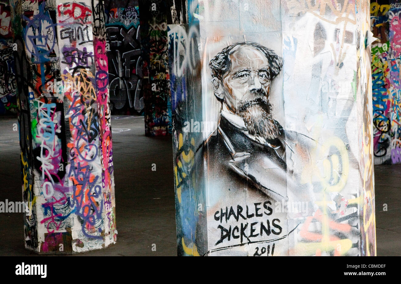 Charles Dickens UK London Graffiti Banque D'Images