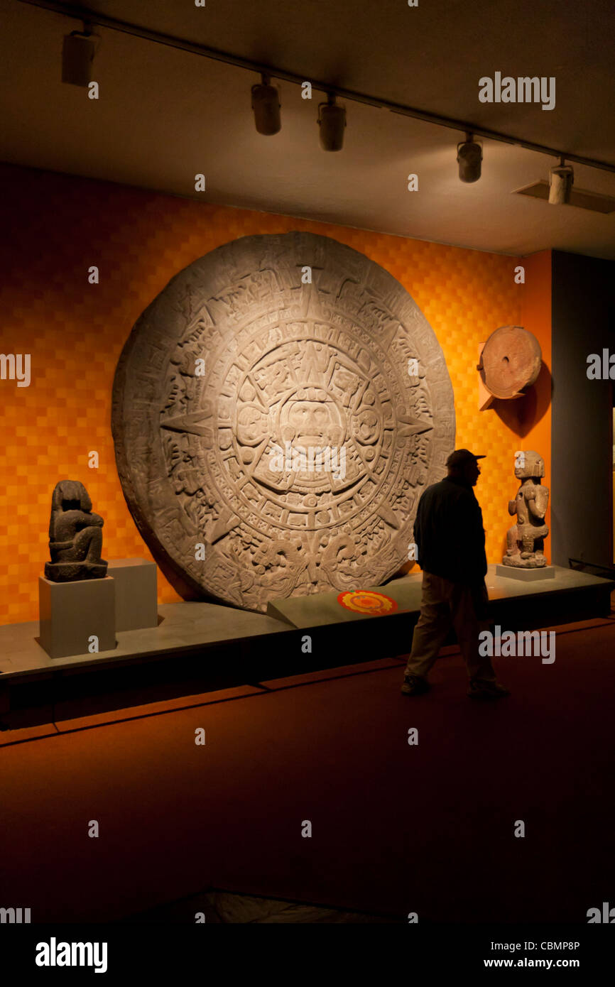 La pierre calendaire aztèque, Mexicas pierre de soleil, la Pierre du Soleil Banque D'Images