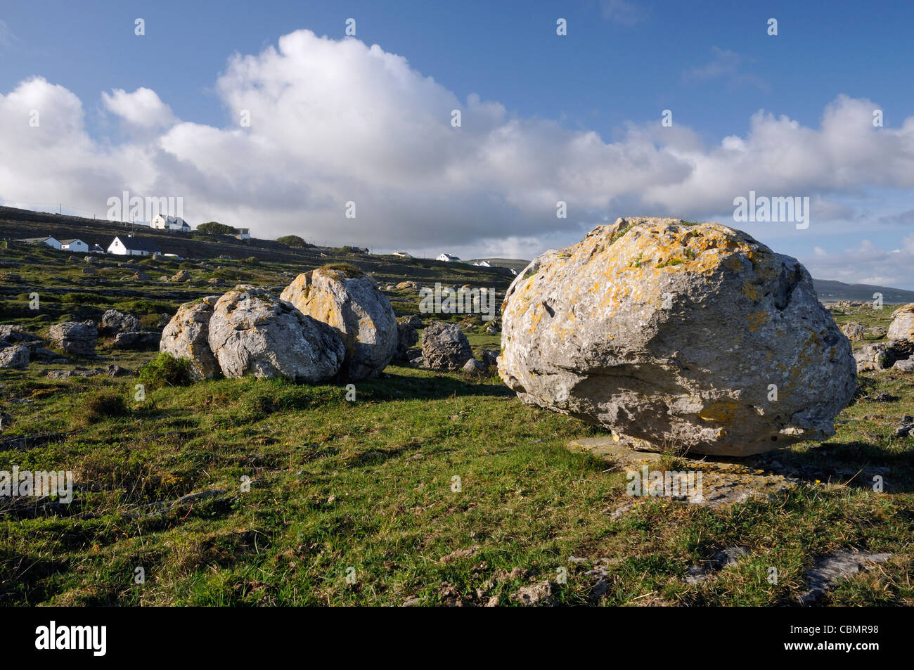 Champ de blocs erratiques glaciaires calcaires, Fanore, comté de Clare, Irlande Banque D'Images